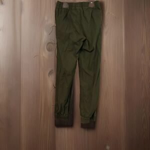 Boys Olive Green Size 8 Jogger Wind Pants Drawstring Waist Elastic Cuff Casual